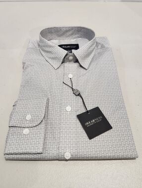 Kenneth Cole AWearNess Dress Button Up Longsleeve Shirt Pattern Grey White Large